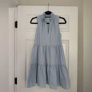Light Blue Sleeveless Tiered Dress